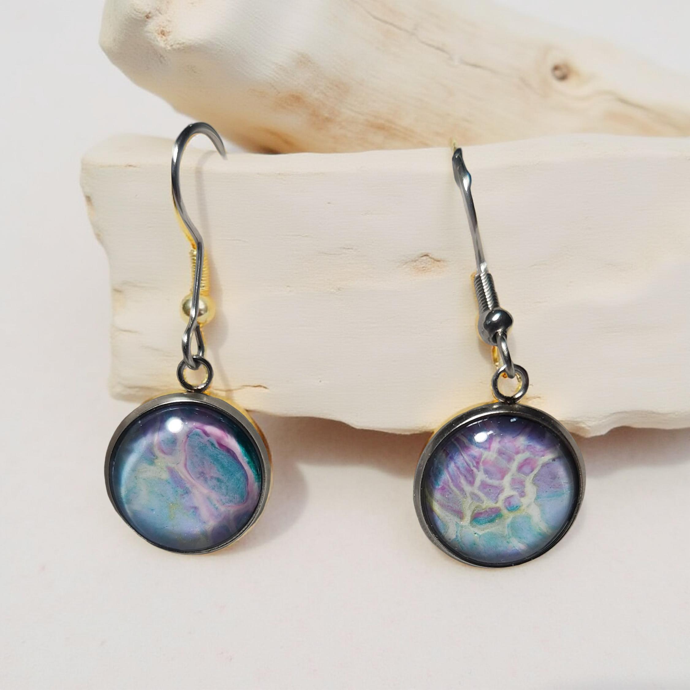 Earrings - Stainless Steel - 12mm Glass Cabochon