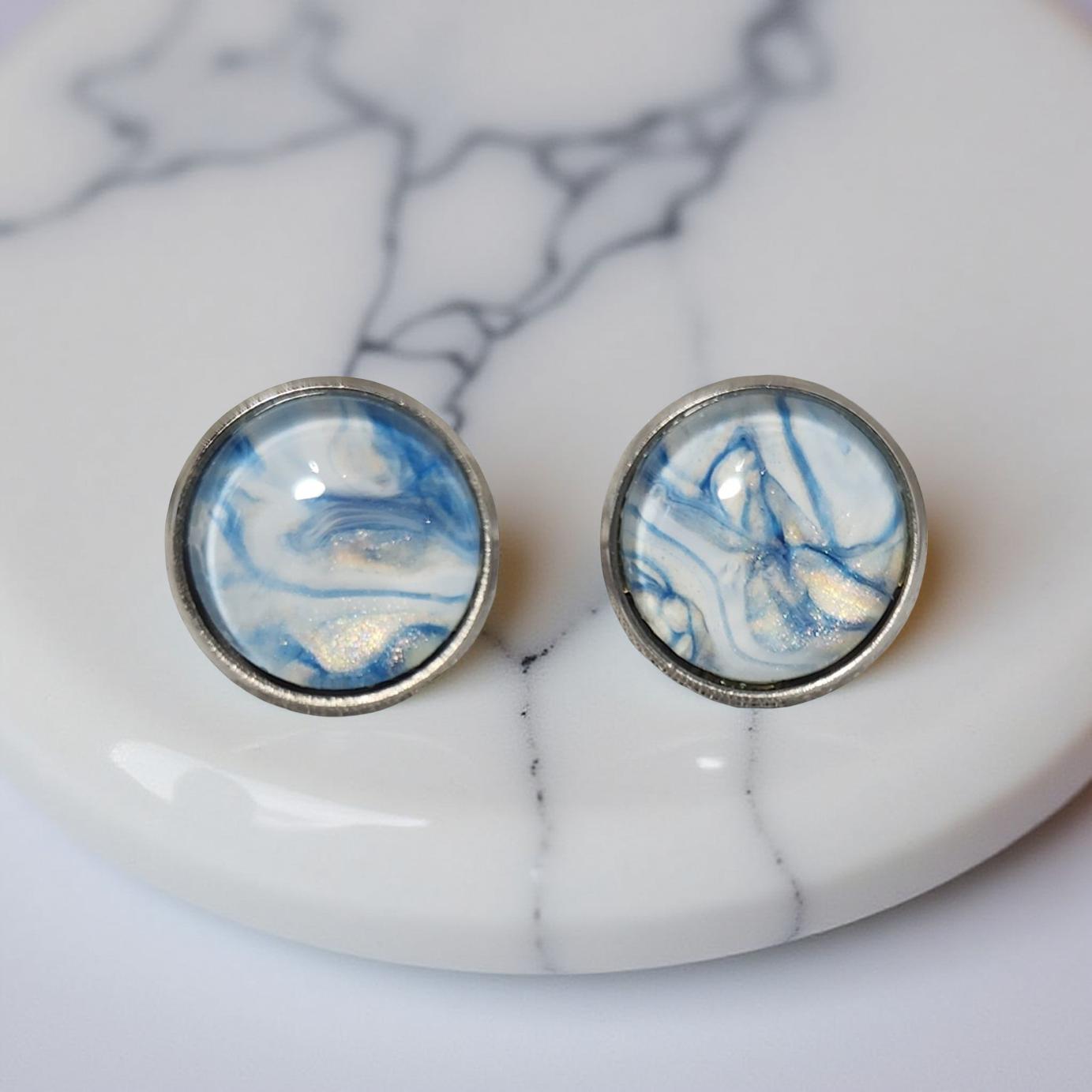 Earrings - Stainless Steel Studs - 10mm Glass Cabochon