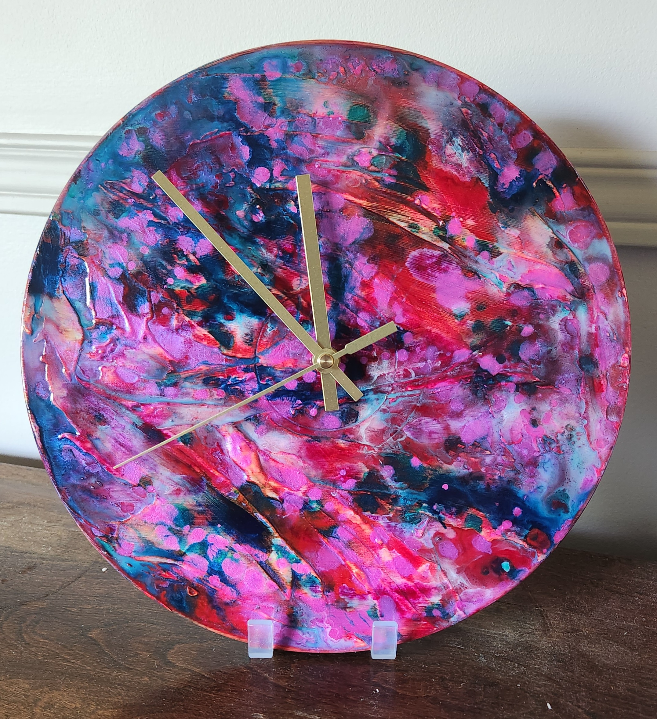 12" Wall Clock - Acrylic Fluid Art