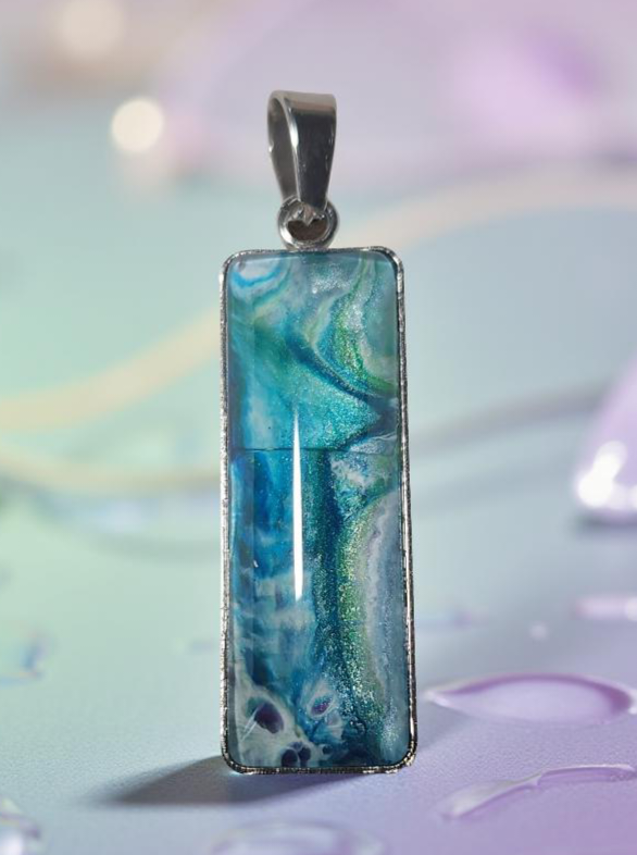Rectangle Pendant - 10x30mm Glass Cabochon