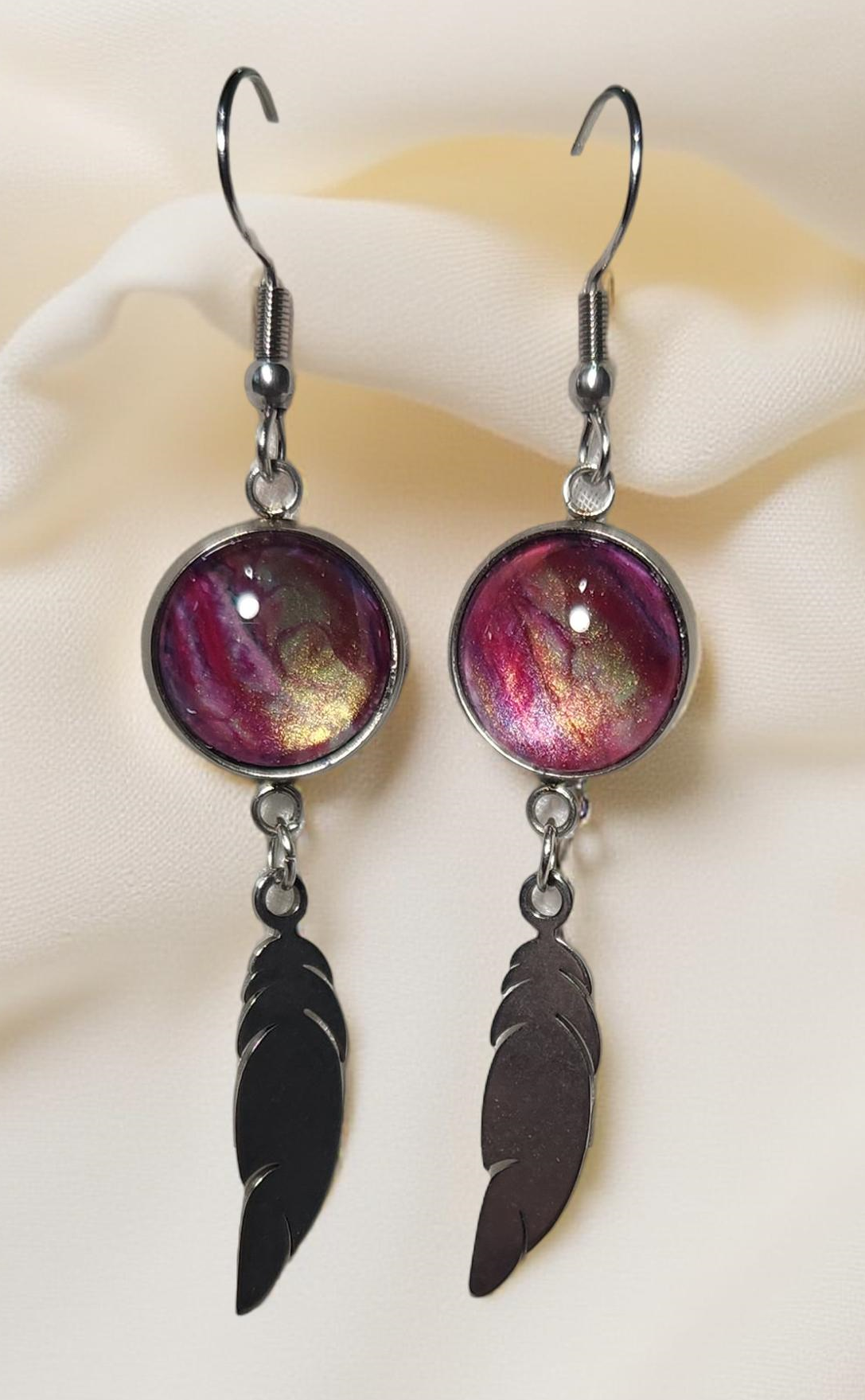 Earrings - Stainless Steel - 12mm Glass Cabochon