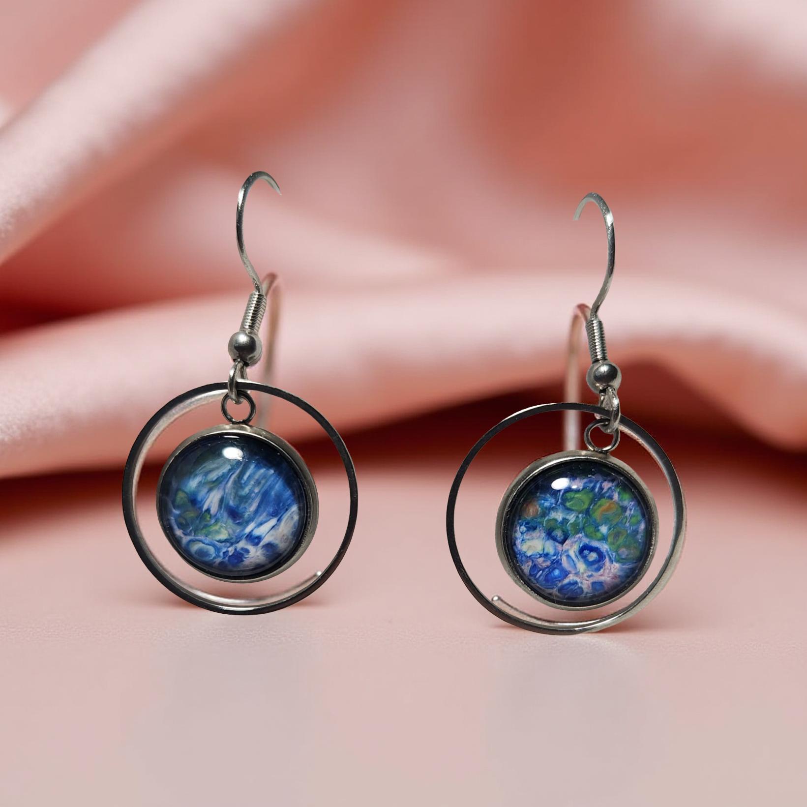 Earrings - Stainless Steel - 12mm Glass Cabochon