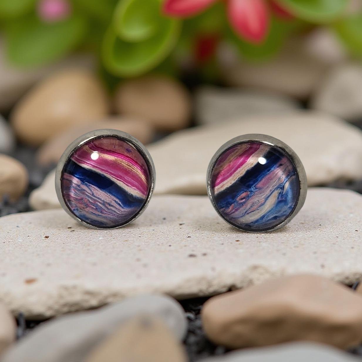 Earrings - Stainless Steel Studs - 10mm Glass Cabochon