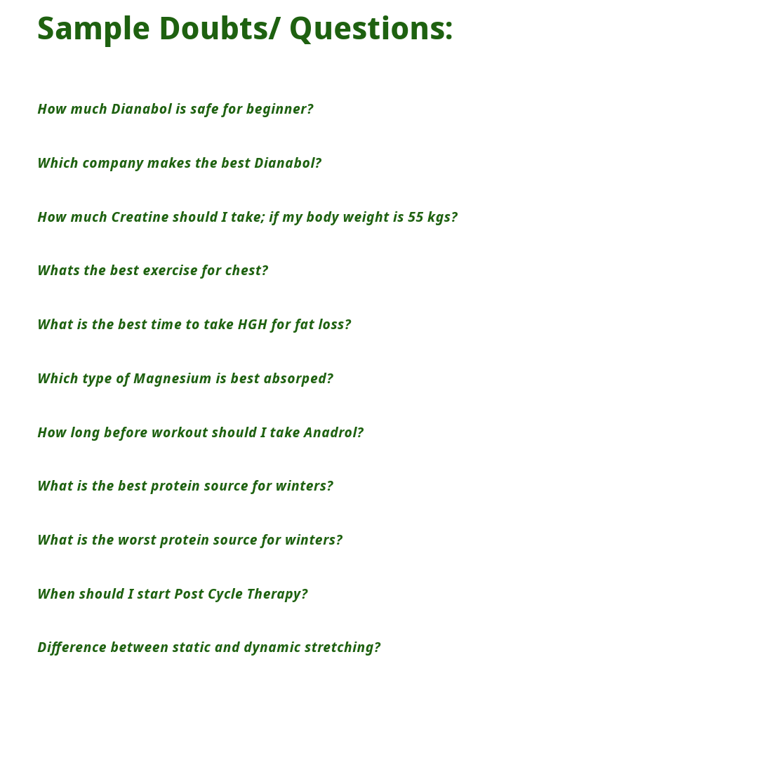 Clear Any One Doubt (Bodybuilding/Fitness Related)