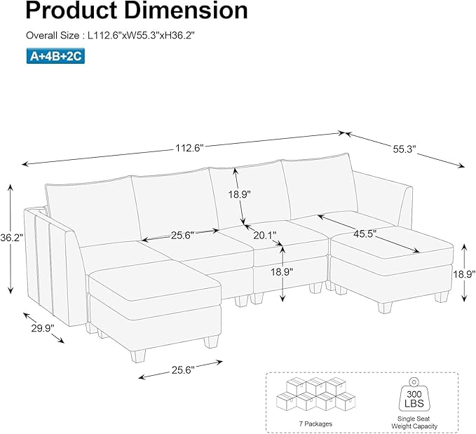 Belffin Modular Sectional Sofa U Shaped Couch with Storage Velvet Sectional Couch for Living Room, Black