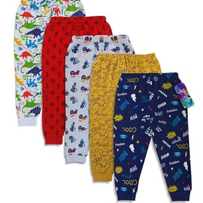 minicult Cotton Pajama Pants with All Over Print for Boys and Girls (Multicolor Designs)(Pack of 5)