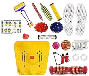 Acupressure Wooden Manual Massager and Sujok Therapy Combo Kit