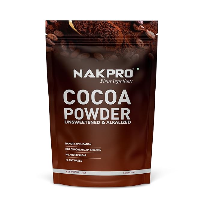 NAKPRO 100% Pure & Natural Unsweetened Plant Based Cocoa Powder