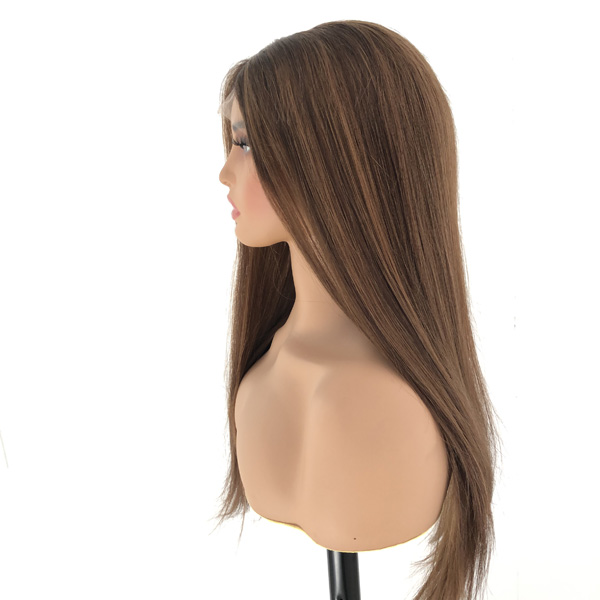 20 Inch Brown Balayage Human Hair Lace Front Wig - Remy Hair, HD Lace, Natural Straight, Glueless Design