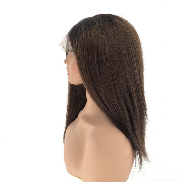 12 Inch Ombre Brown Remy Human Hair HD Lace Front Wig - Natural straight Hair Wig, Glueless,  Pre-Plucked Hairline