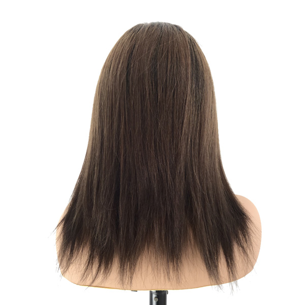 12 Inch Ombre Brown Remy Human Hair HD Lace Front Wig - Natural straight Hair Wig, Glueless,  Pre-Plucked Hairline