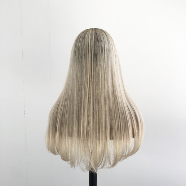 20 INCH OMBRE White Blonde Remy Human Hair HD Lace Front Wig