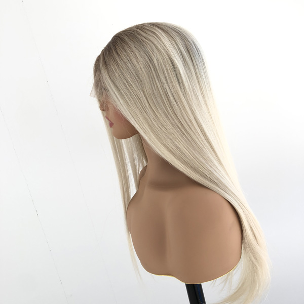 20 INCH OMBRE White Blonde Remy Human Hair HD Lace Front Wig