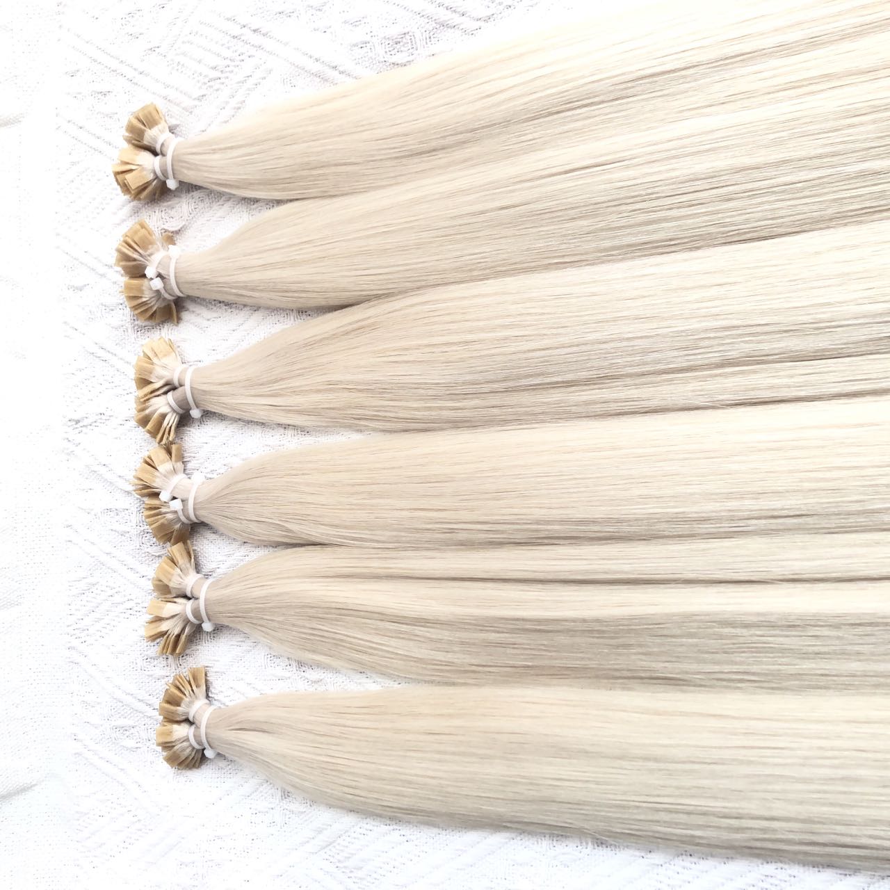 #60 White Blonde Flat Tip Human Hair Extension 