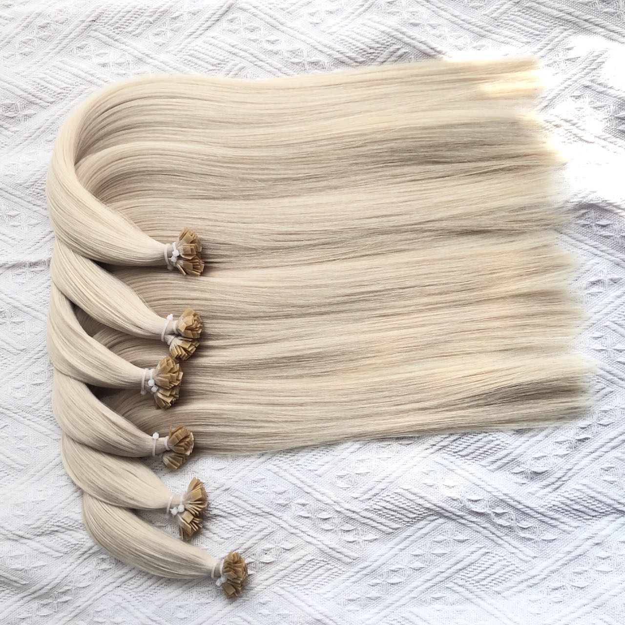 #60 White Blonde Flat Tip Human Hair Extension 