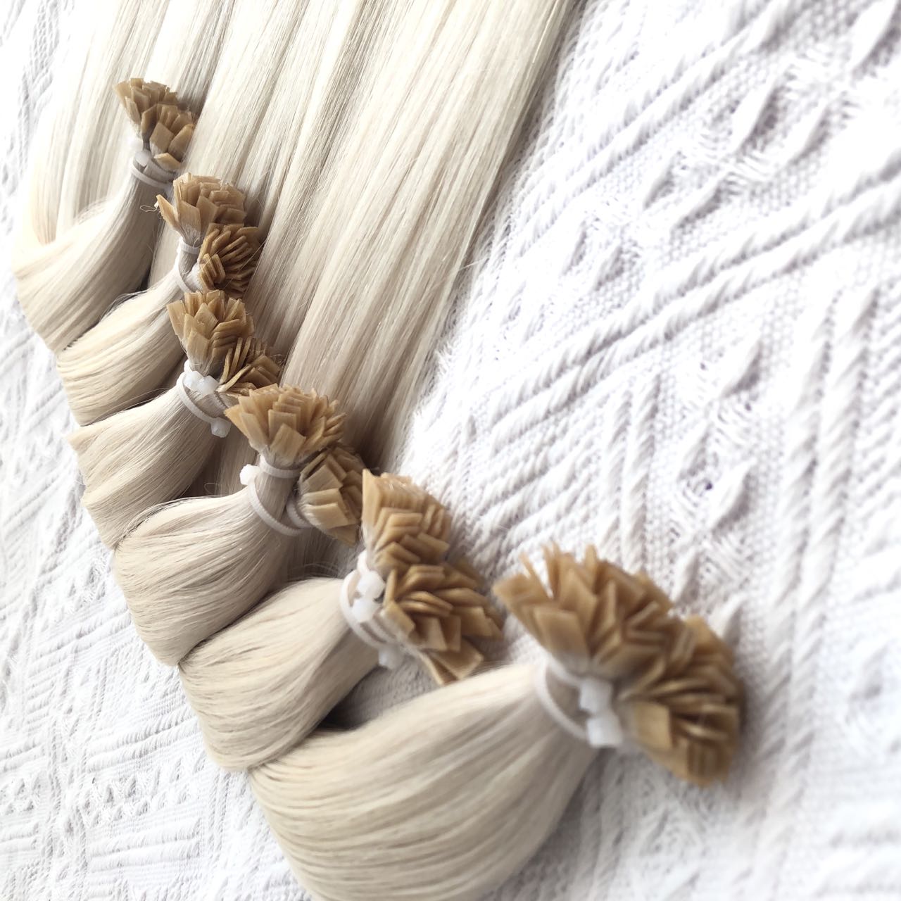 #60 White Blonde Flat Tip Human Hair Extension 