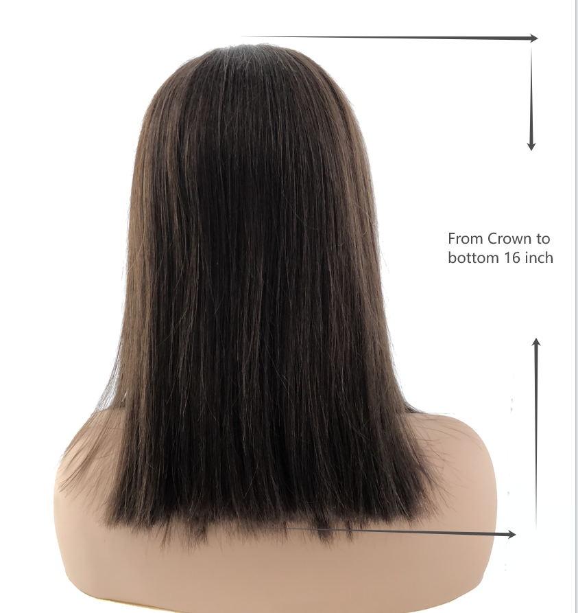 16 INCH Blonde Remy Human Hair Lace Front Jewish Wig