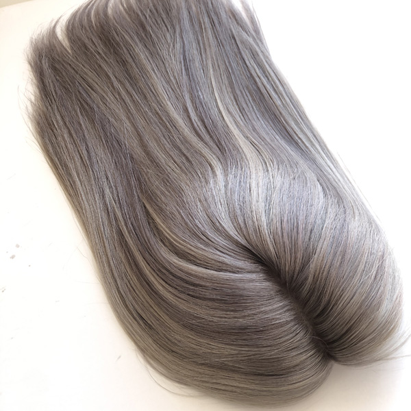 14 INCH Grey Remy Human Hair 7*8 MONO With PU Topper