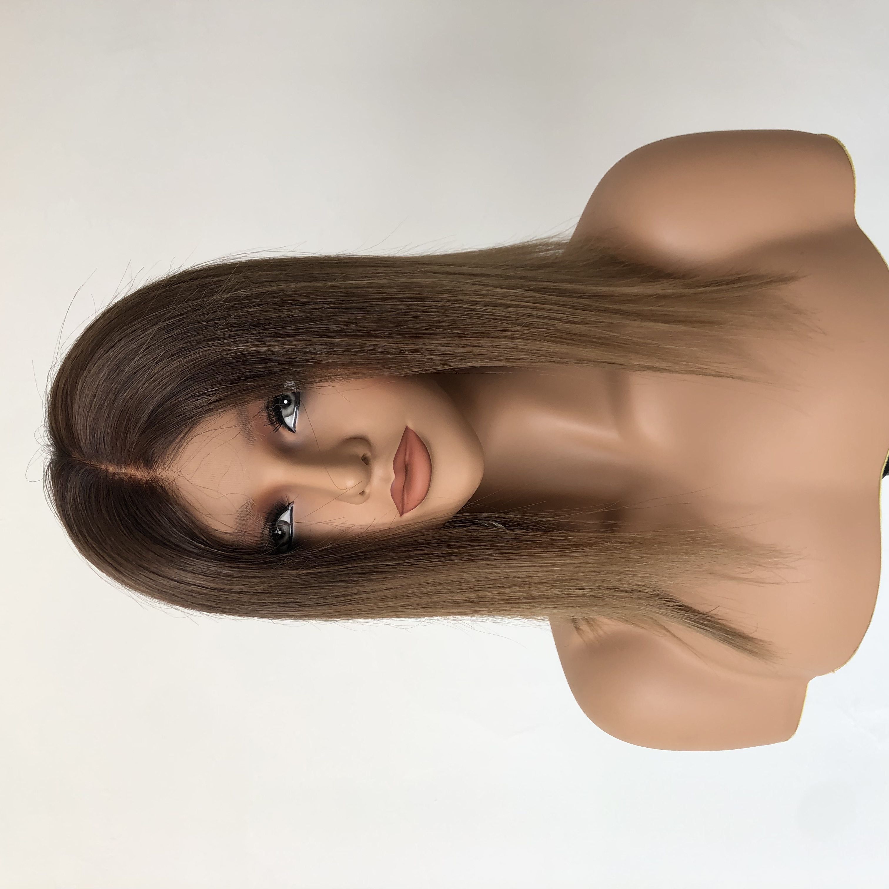 Wholesale Factory 12inch Gold Brown Human Hair Swiss Lace Wig Supplier