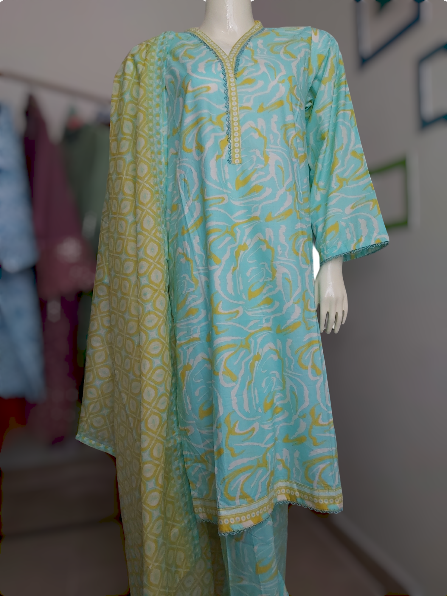 3 Piece printed lawn read-to-wear D-02