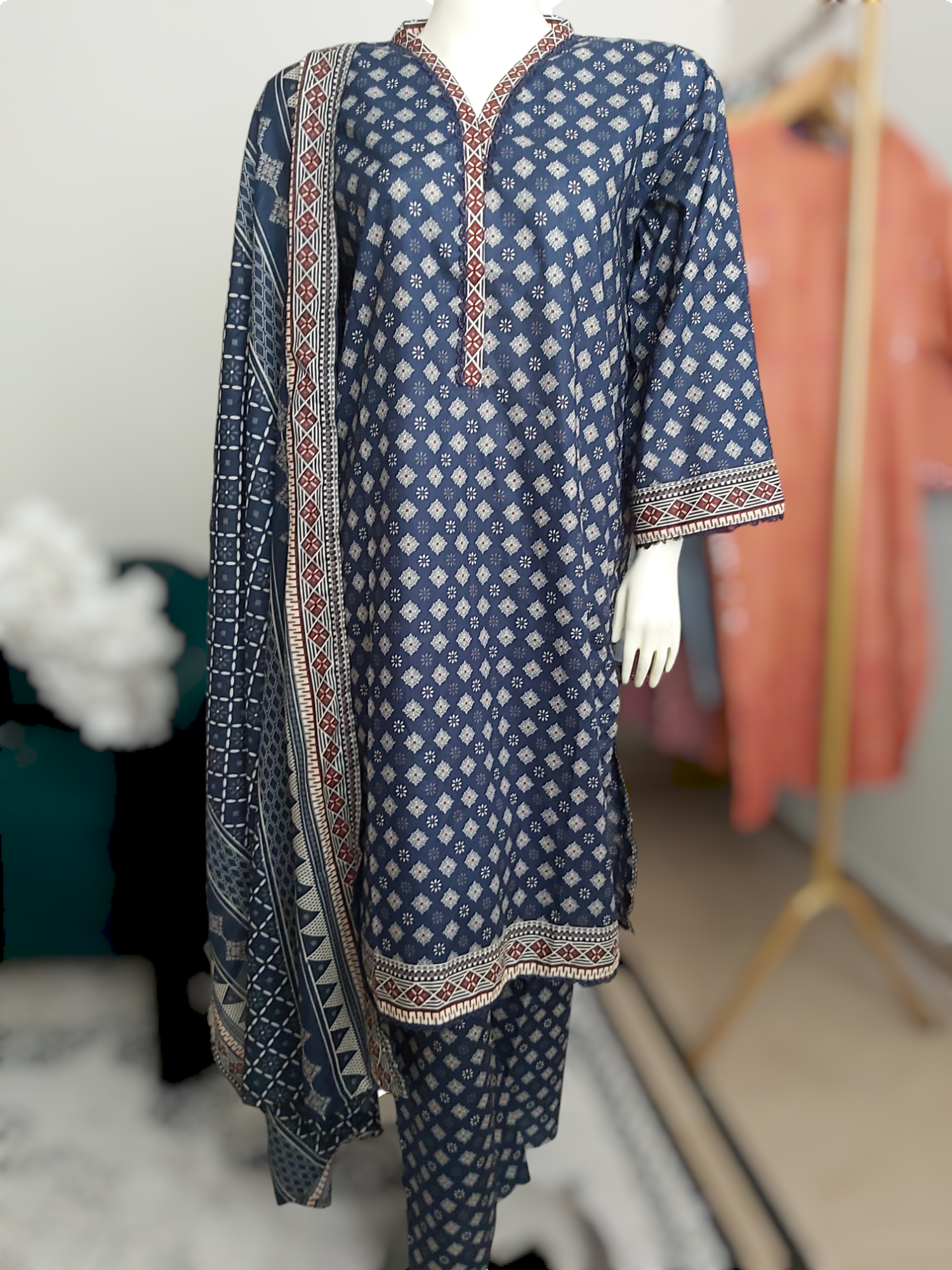 3 Piece printed lawn read-to-wear D-01