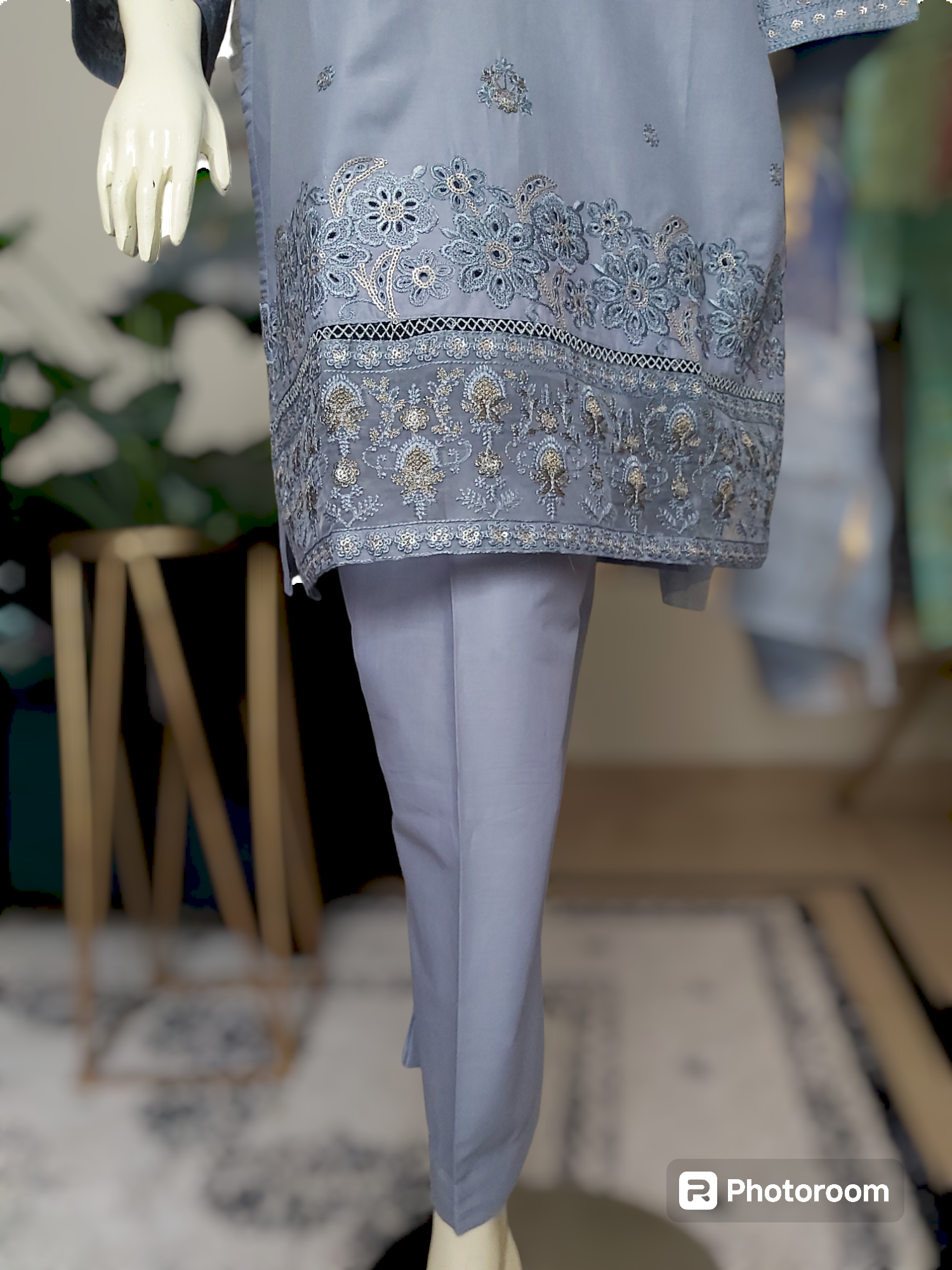 3 Piece Embroidered Chikankari Suite D-01