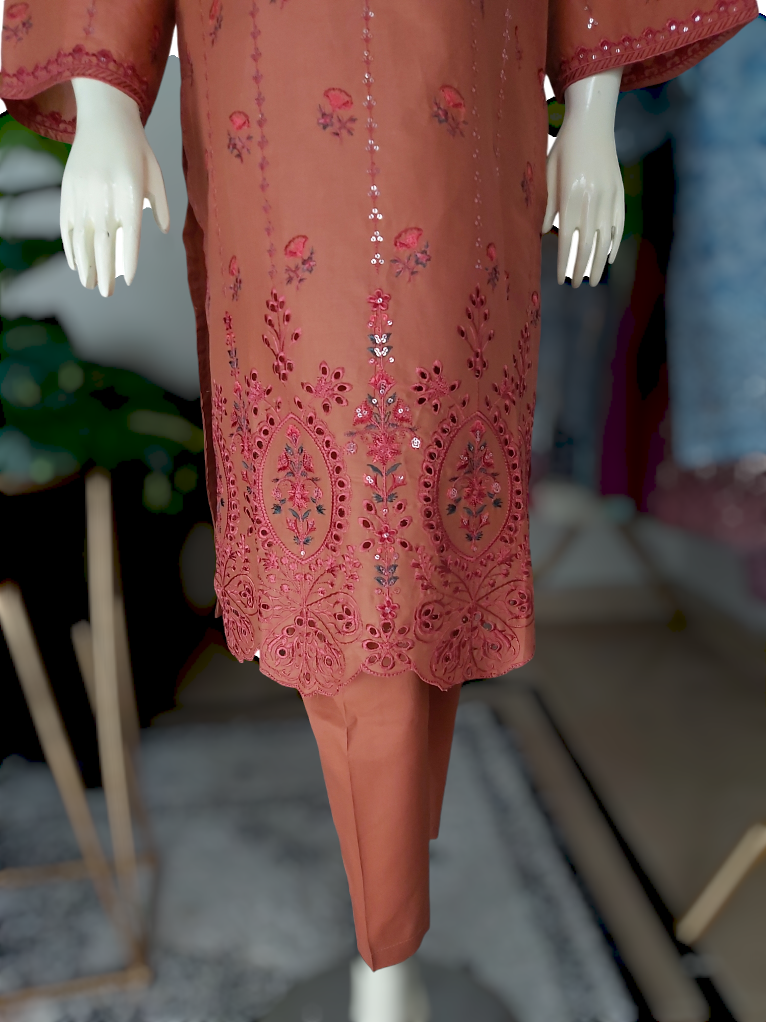 2 Piece Embroidered Chikankari Cotton Suite D-01