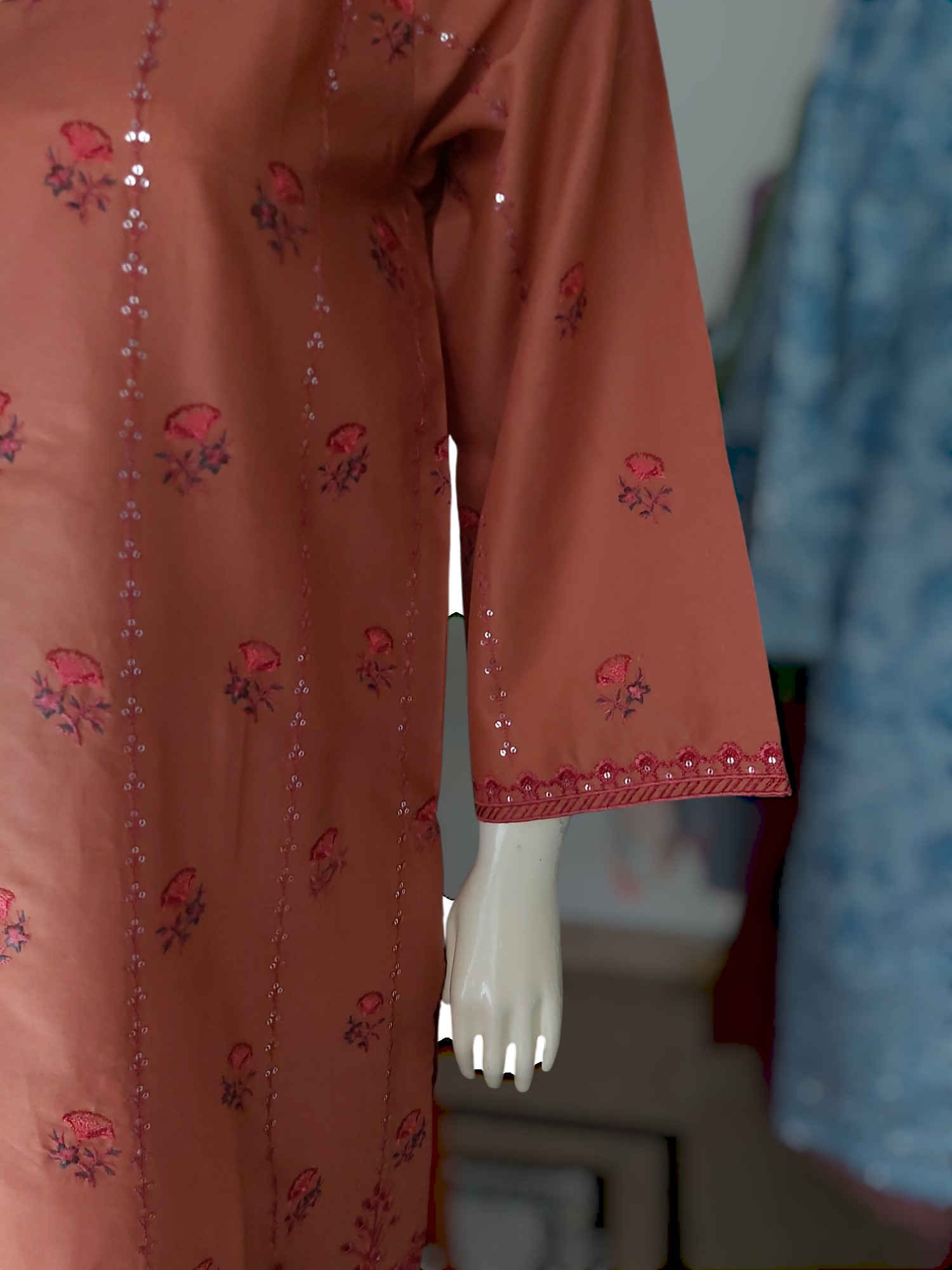 2 Piece Embroidered Chikankari Cotton Suite D-01