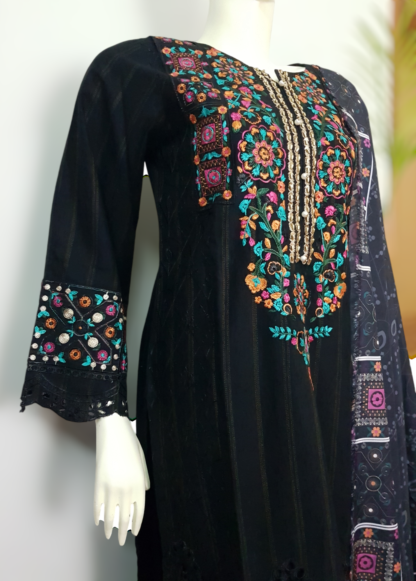 3 Piece Embroidered Chikankari Khaddar Suite D-02