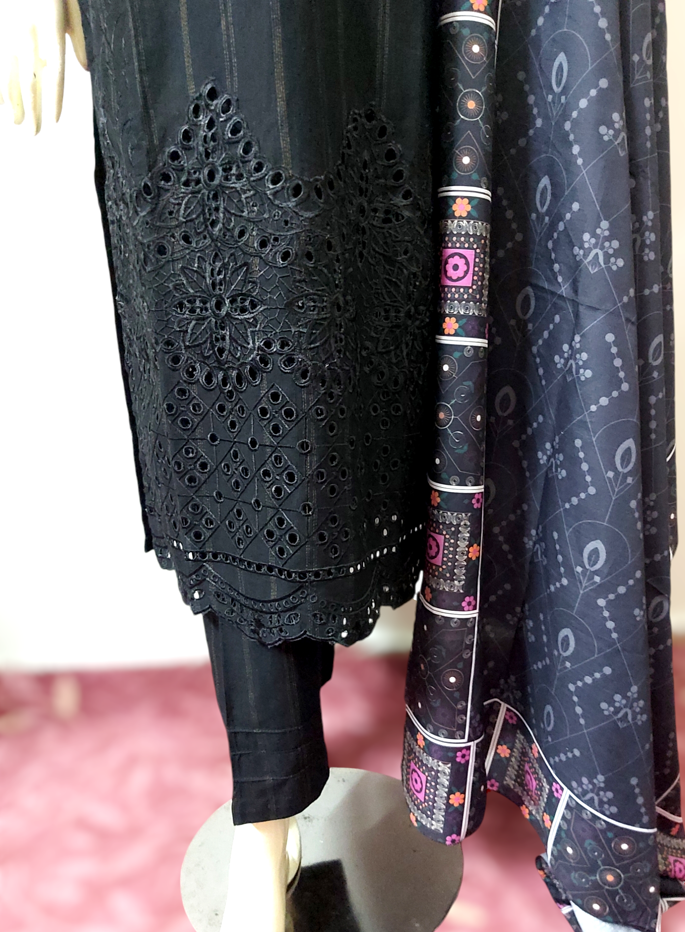 3 Piece Embroidered Chikankari Khaddar Suite D-02