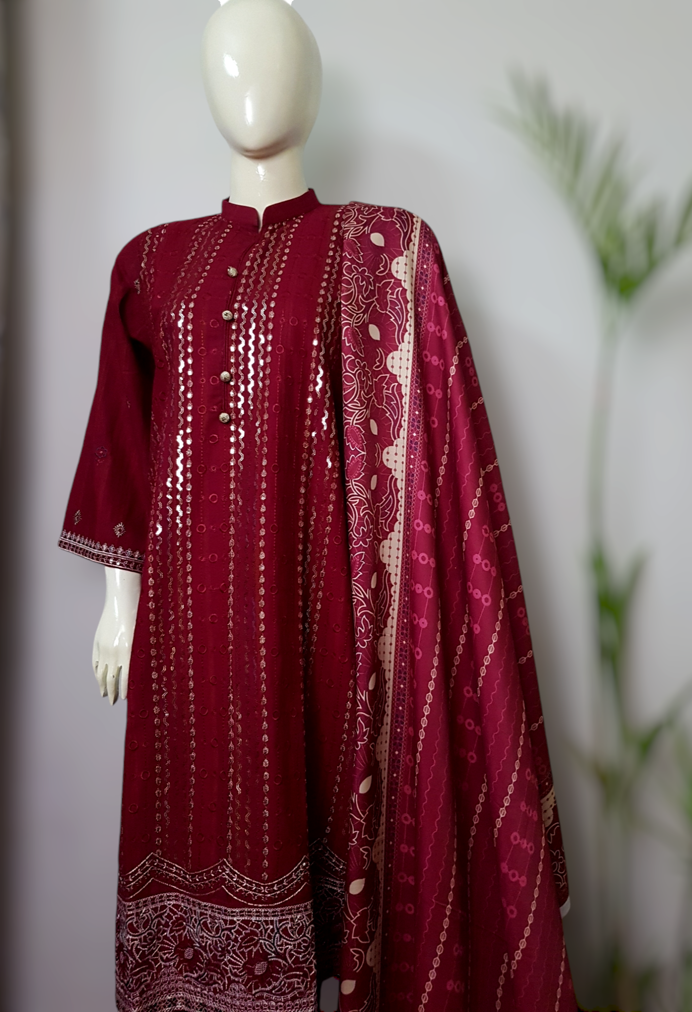 3 Piece Sequence Embroidered Khaddar Suite D-03