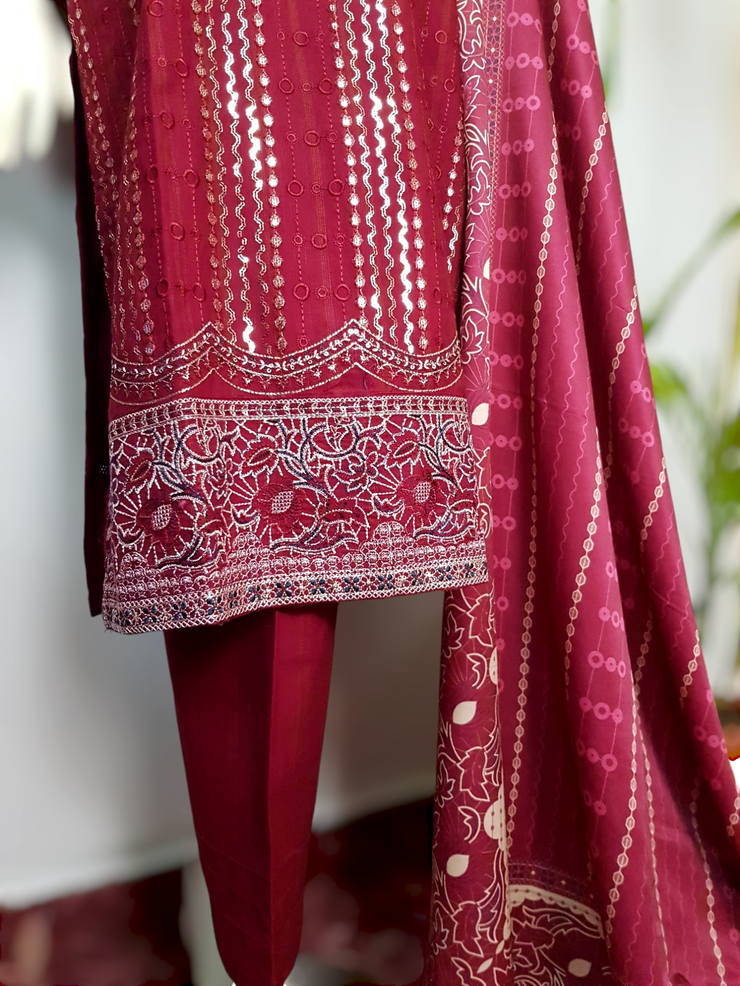 3 Piece Sequence Embroidered Khaddar Suite D-03