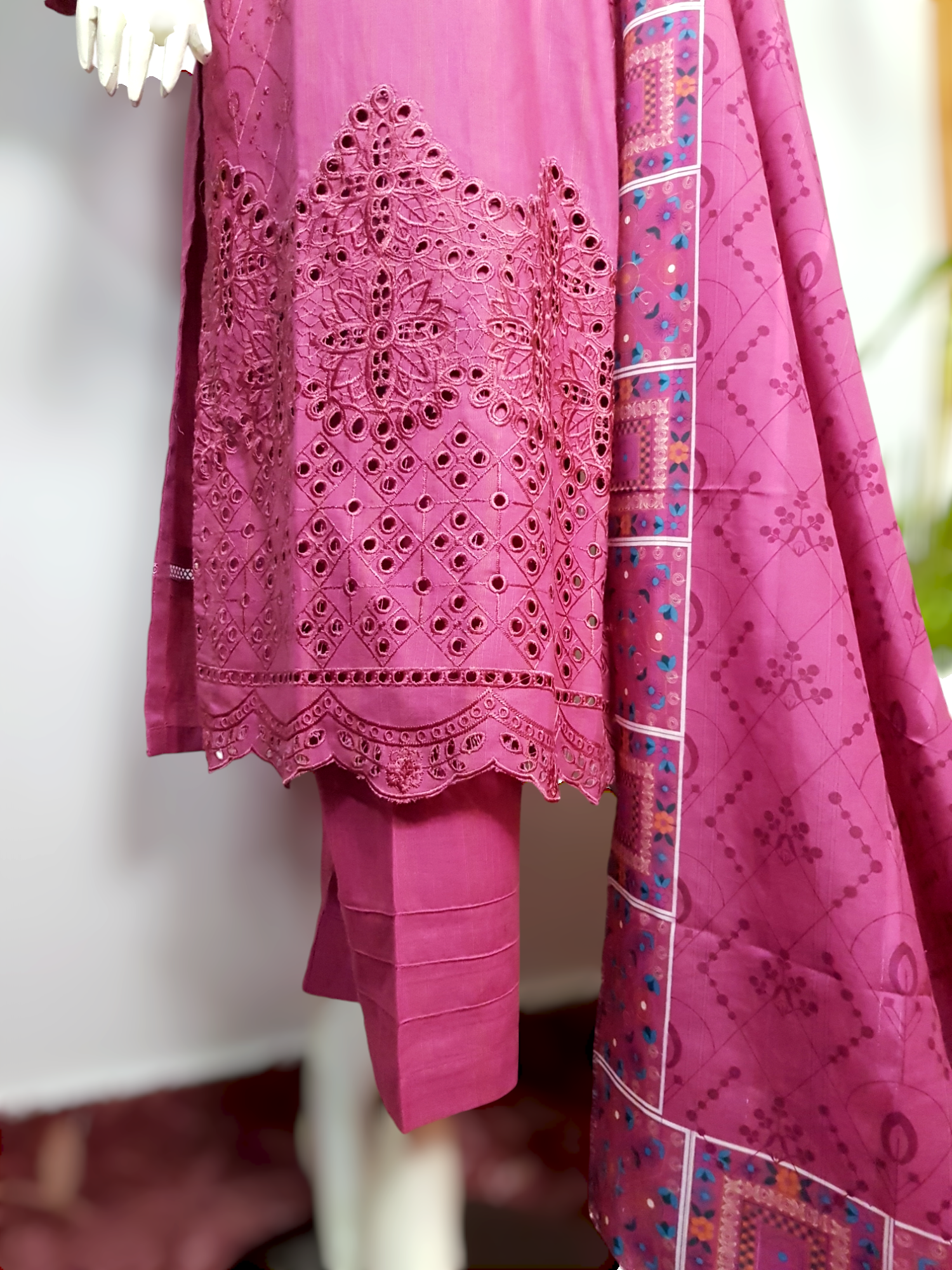 3 Piece Embroidered Chikankari Khaddar Suite D-01