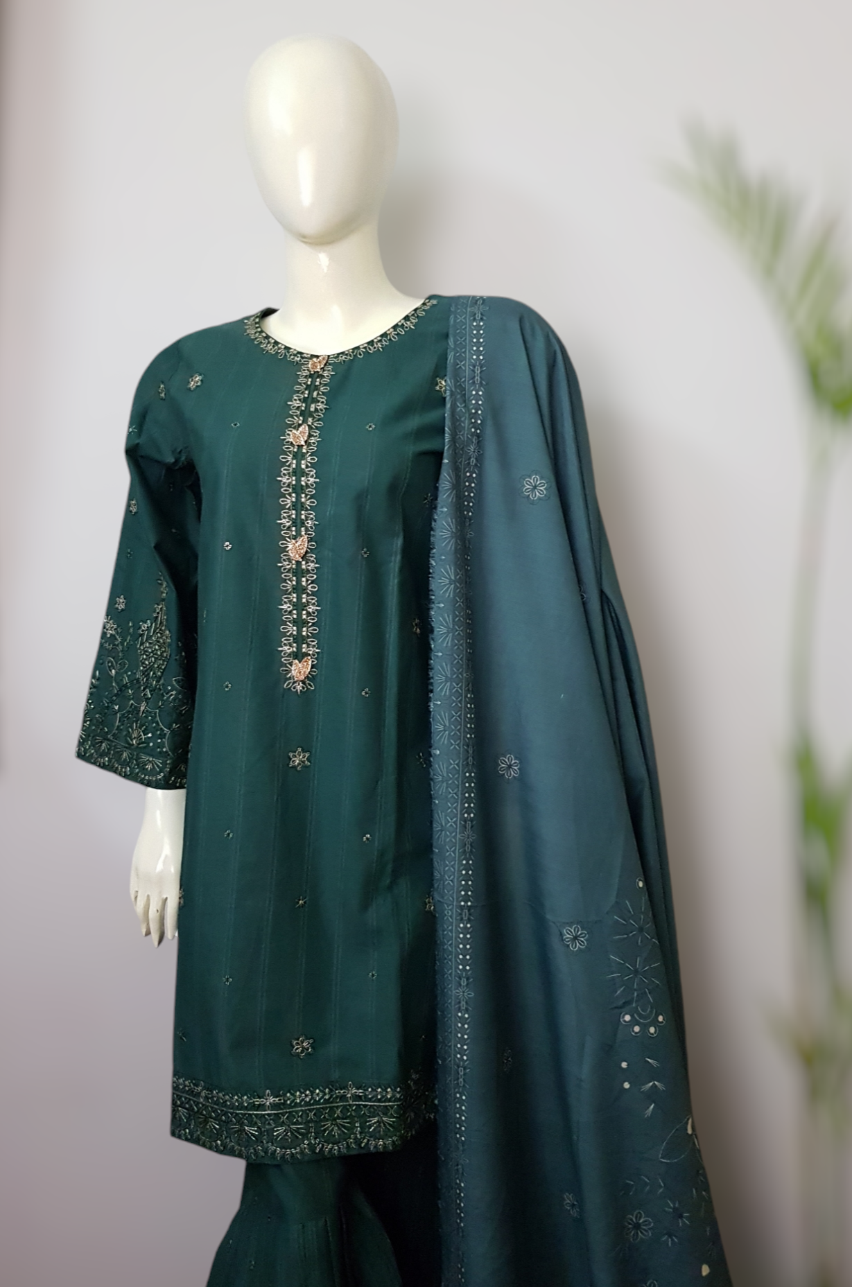 3 Piece Sequence Embroidered Khaddar Suite D-02