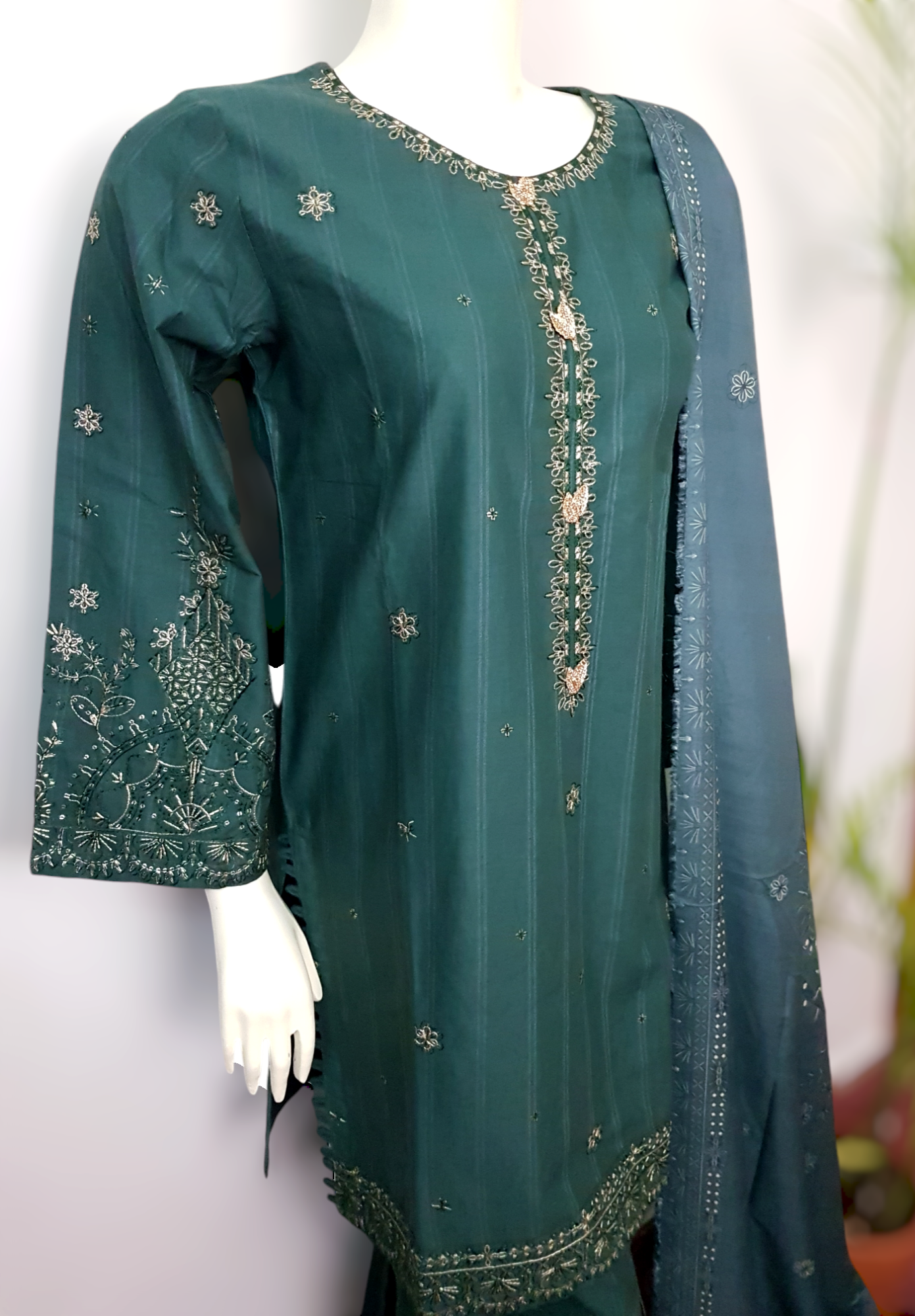 3 Piece Sequence Embroidered Khaddar Suite D-02