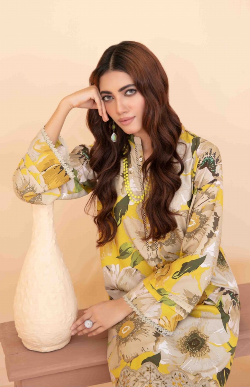 2 Piece Embroidered Digital Printed Staple Co-ord Set D-03