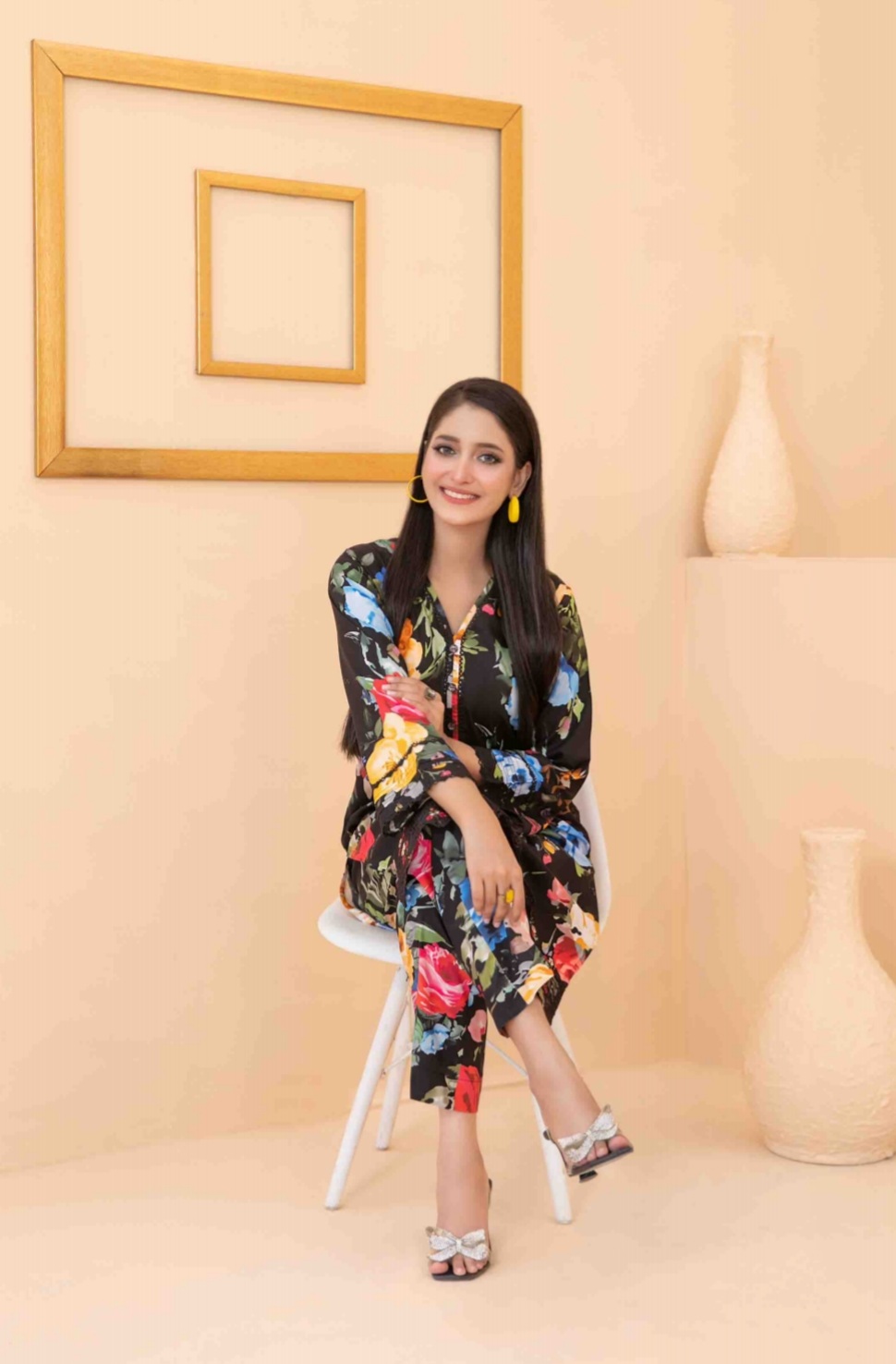 2 Piece Embroidered Digital Printed Staple Co-ord Set