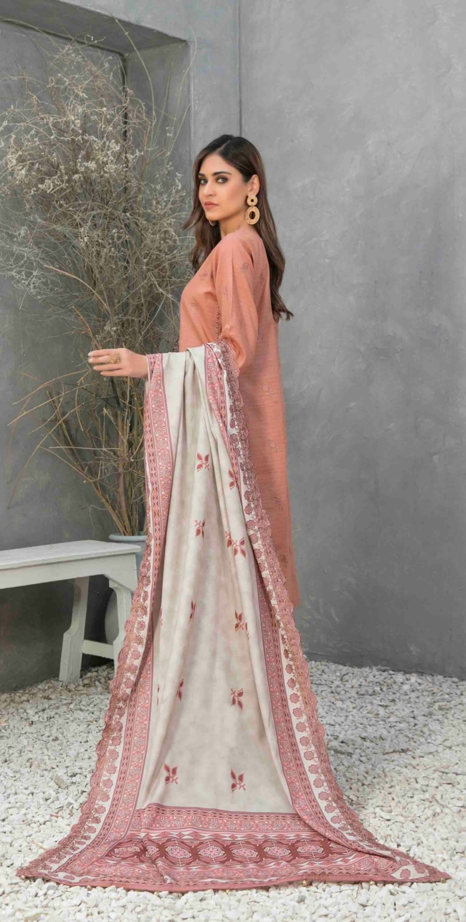 3 Piece Semi Stitched Embroidered Zari Khaddar Suite D-02