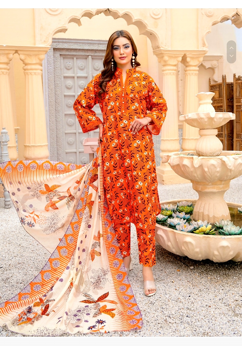3 Piece Un-Stitched Digital Printed Bana Dora Linen Suite D-04
