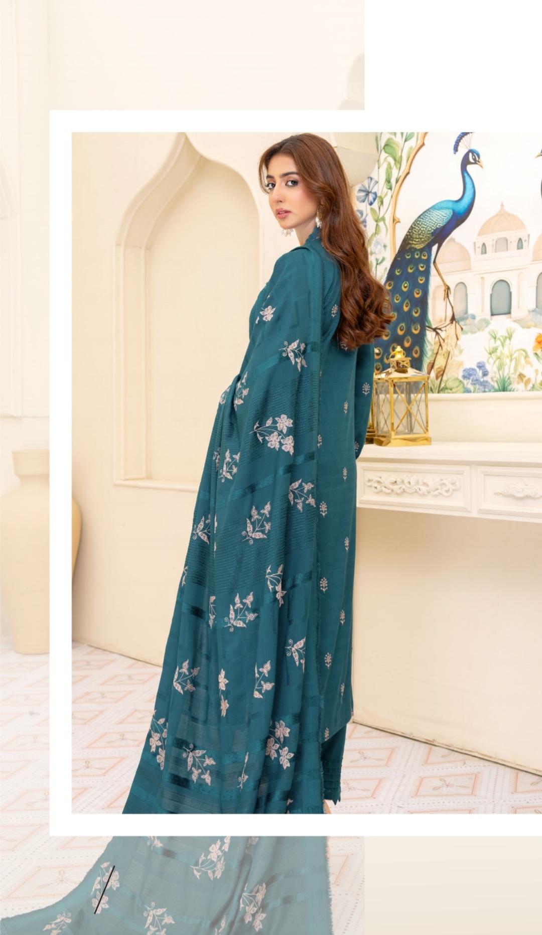 3 Piece Premium Embroidered Un-Stitched Dhanak Dress D-07