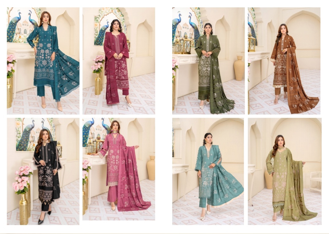 3 Piece Premium Embroidered unstitched Dhanak Dress