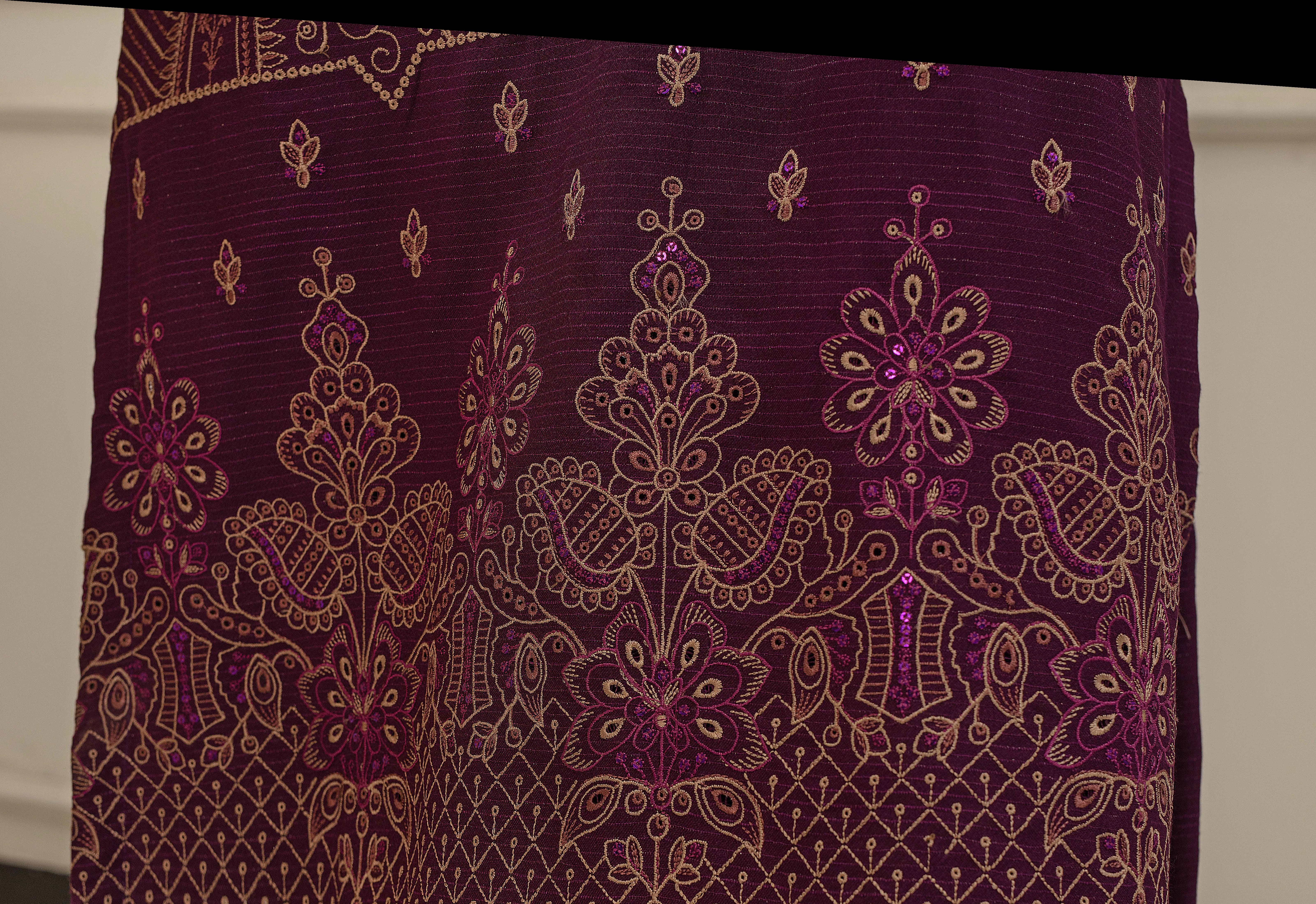 Luxury Embroidered Zarri Peach Suite with Fancy Palachi Shawl D-06