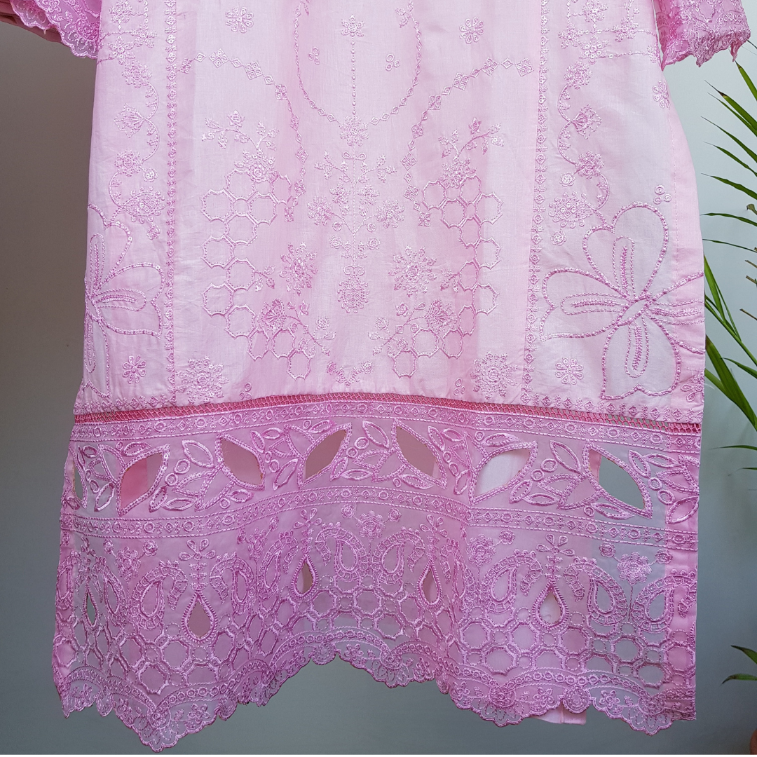3 Piece Embroidered Shirt with Floral Dupatta - Ready-to-wear D-02