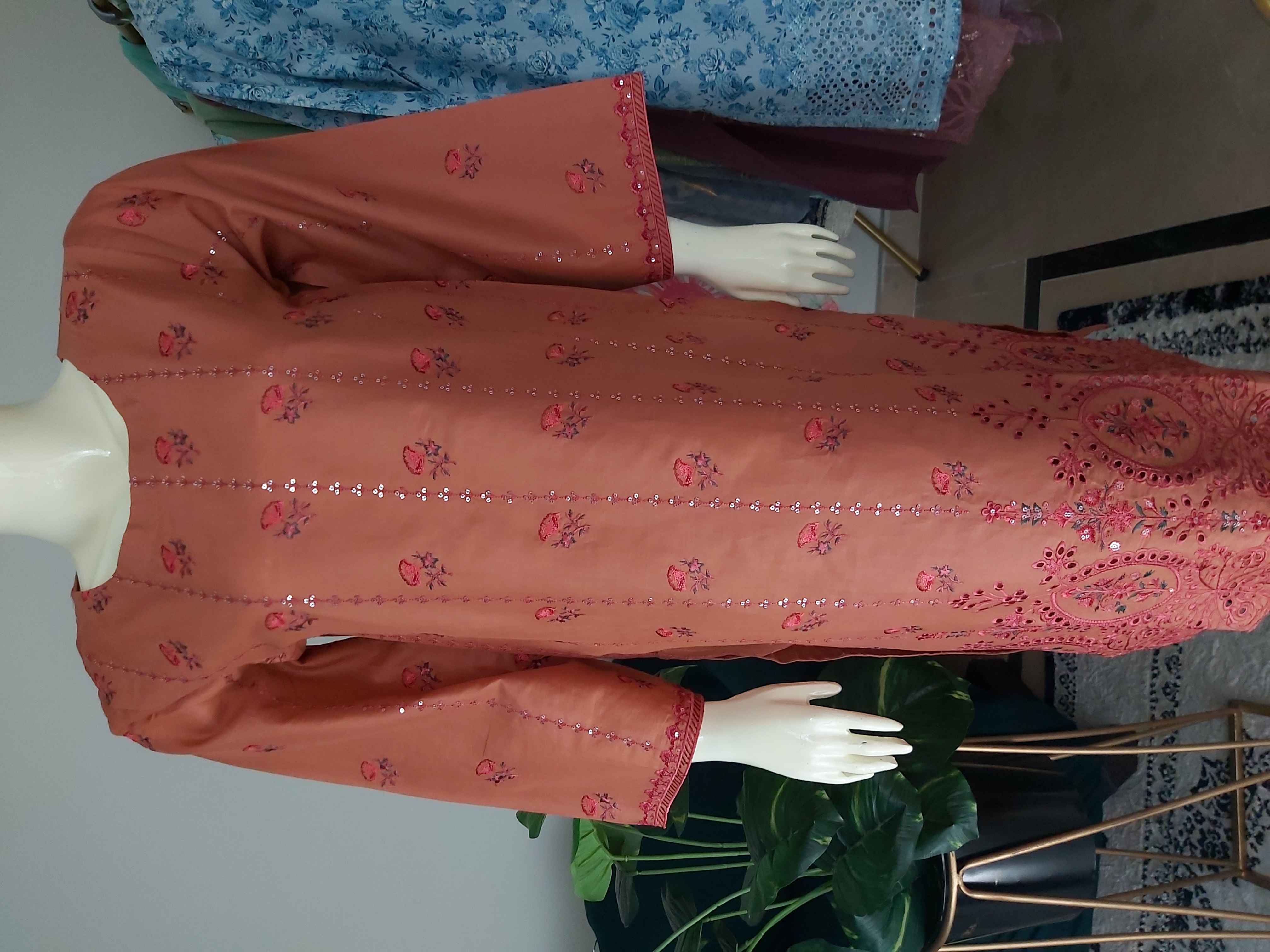 2 Piece Embroidered Chikankari Suit Ready-to-wear D-01