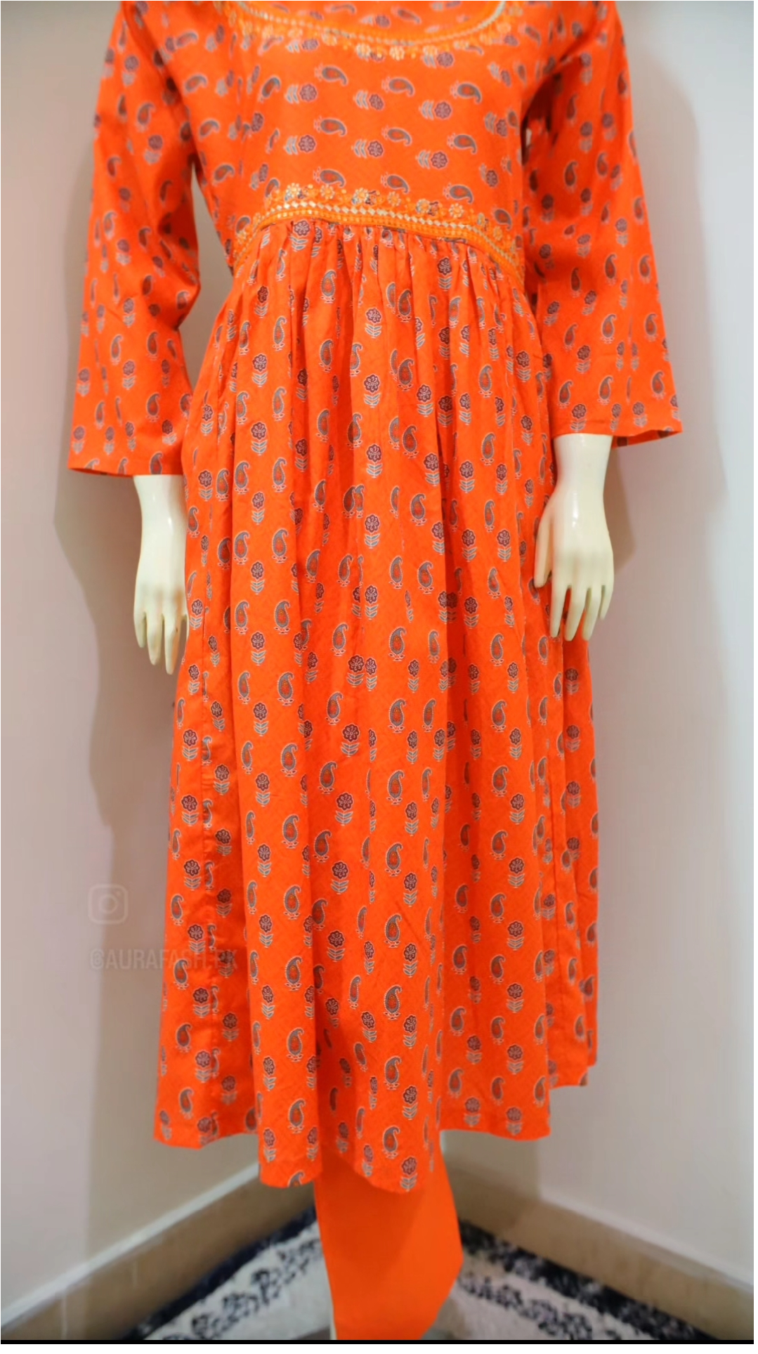2-Piece Printed Embroidered Lawn Frock with Trouser D-01
