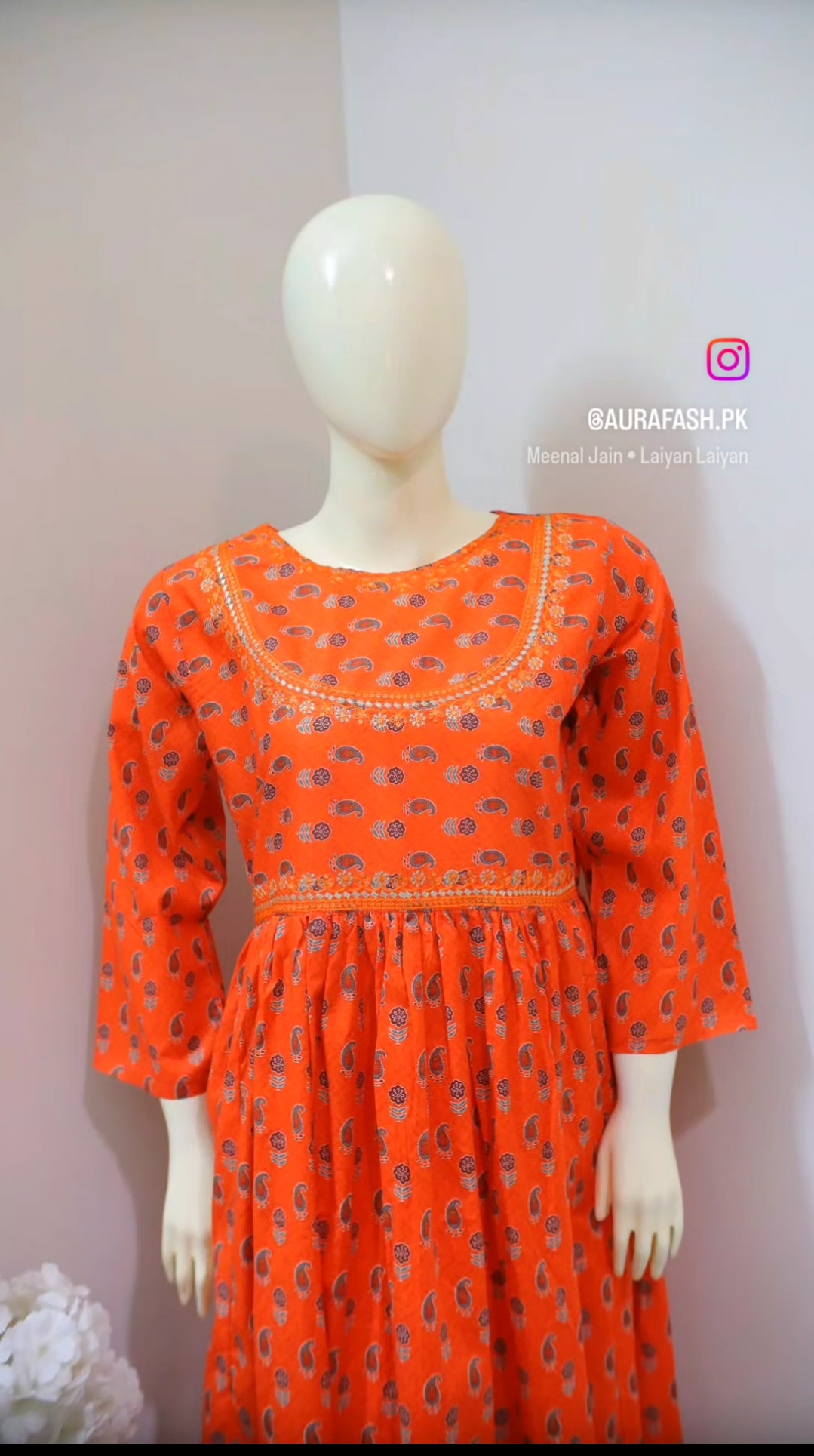2-Piece Printed Embroidered Lawn Frock with Trouser D-01