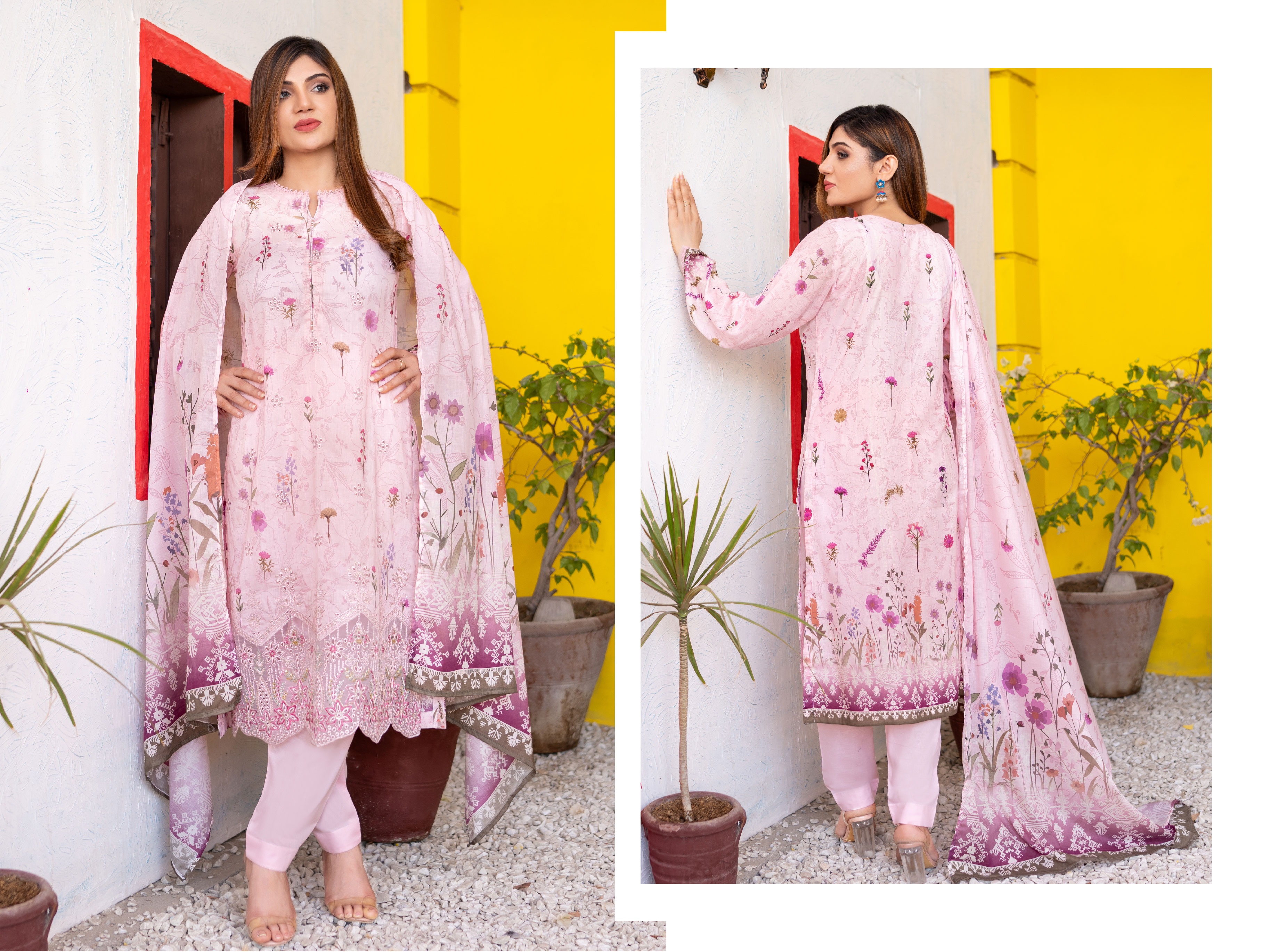 Unstitched 3-Piece Luxury Chikenkari & Cutwork Embroidered Lawn D-01