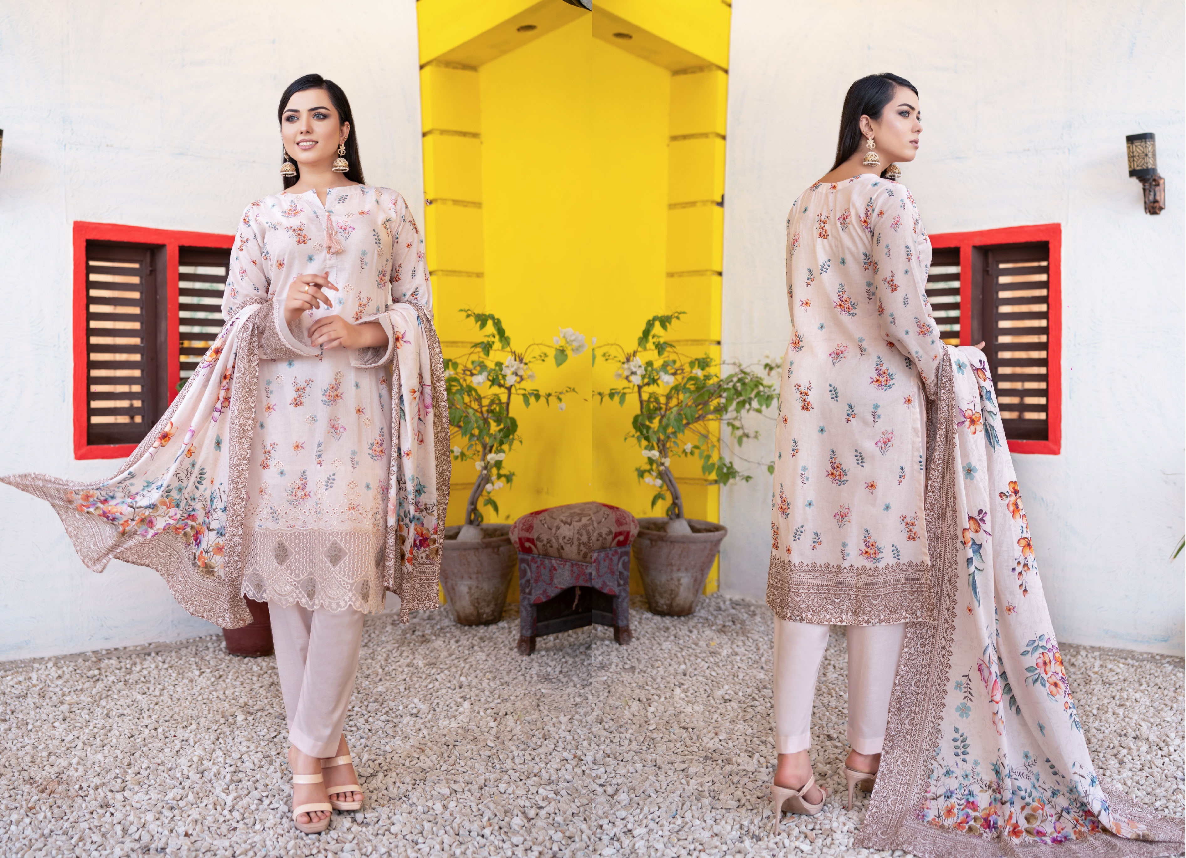 Unstitched 3-Piece Luxury Chikenkari & Cutwork Embroidered Lawn D-06