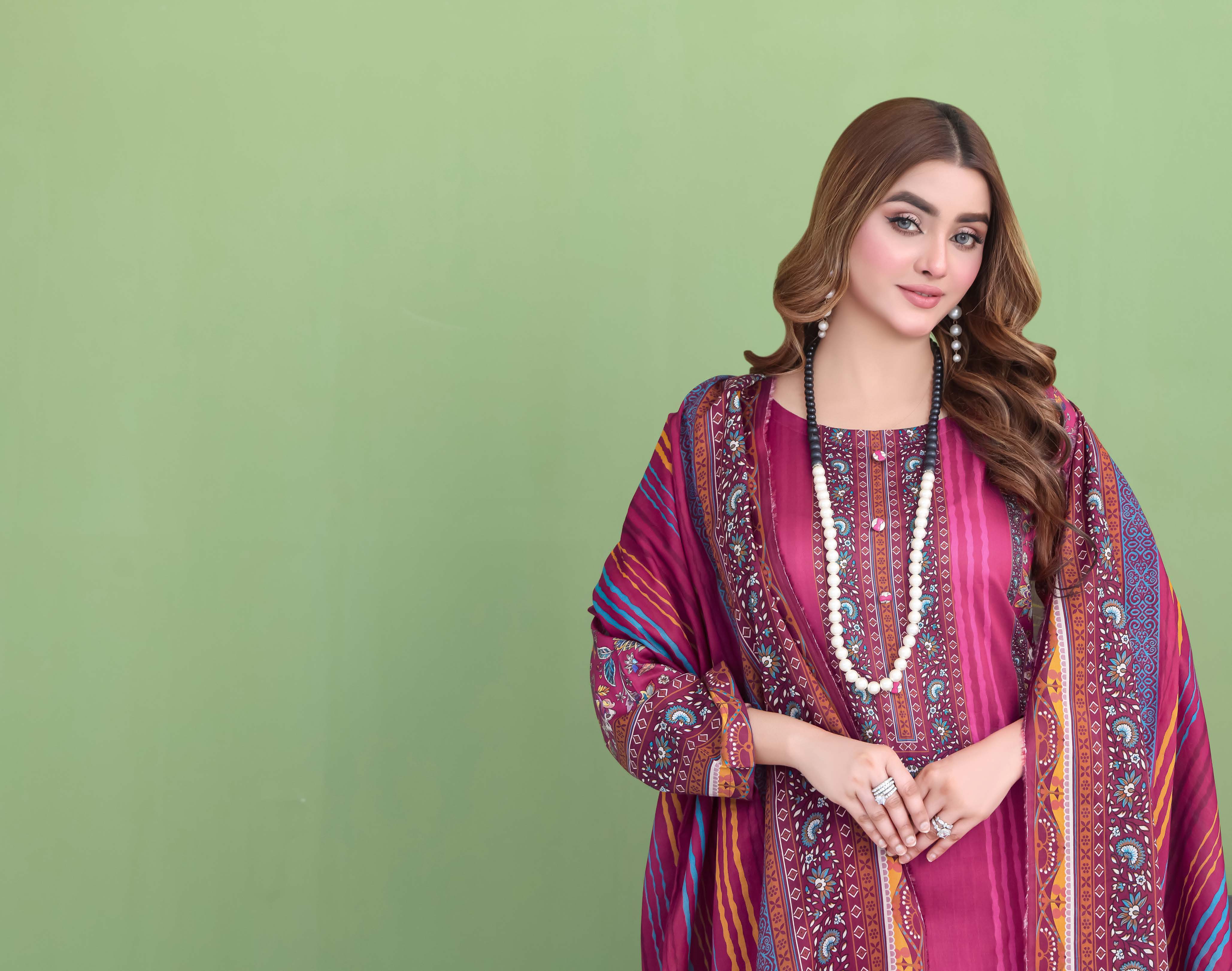 Unstitched 3-Piece Premium Digital Printed Lawn Suite D-01