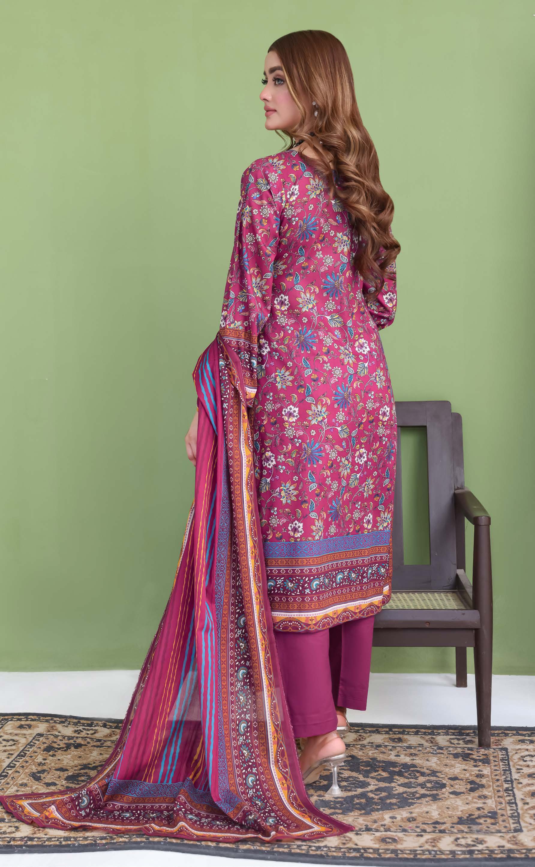 Unstitched 3-Piece Premium Digital Printed Lawn Suite D-01